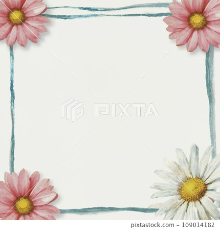 Beautiful lined paper with tinny Watercolor daisy at the bottom frame Beautiful lined paper with tinny Watercolor daisy at the bottom frame 109014182