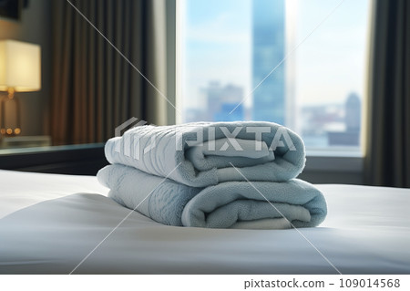Towels on the bed. Generative AI Towels on the bed. Generative AI 109014568