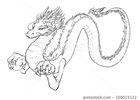 dragon line drawing - Stock Illustration [109015122] - PIXTA