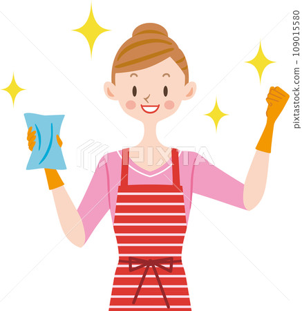 Housewife working hard at cleaning Housewife working hard at cleaning 109015580