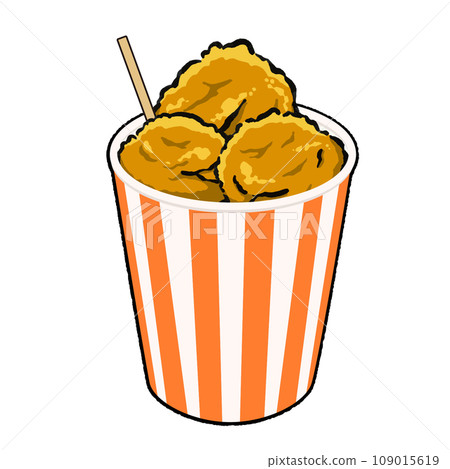 Illustration of fried chicken, fried chicken in a cup such as at a food stall 109015619