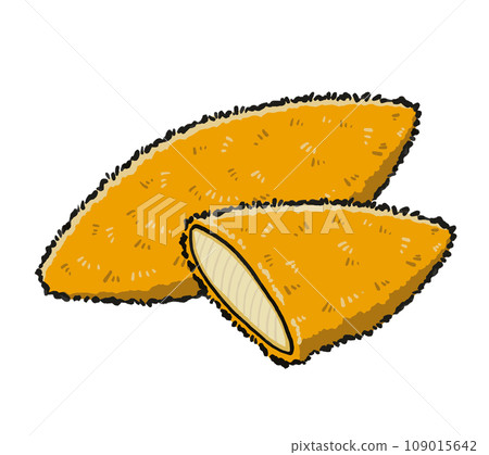 Fried white fish illustration hand drawn style Fried white fish illustration hand drawn style 109015642