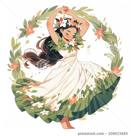 草裙舞插畫 | AI 圖像 109015685