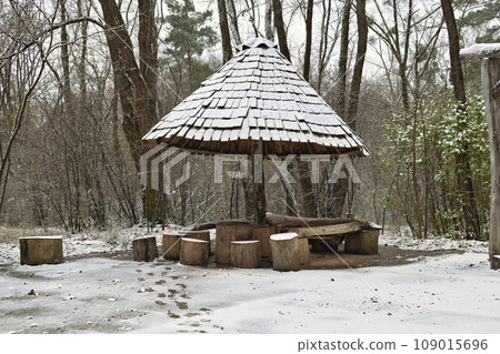 wooden cottage in the forest 109015696