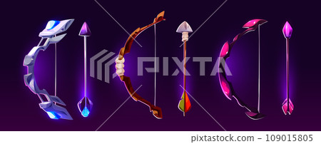 Game cartoon asset of bow and arrow 109015805