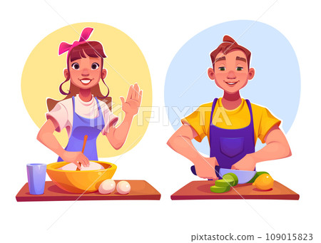 Kitchen class and man character cook food workshop Kitchen class and man character cook food workshop 109015823