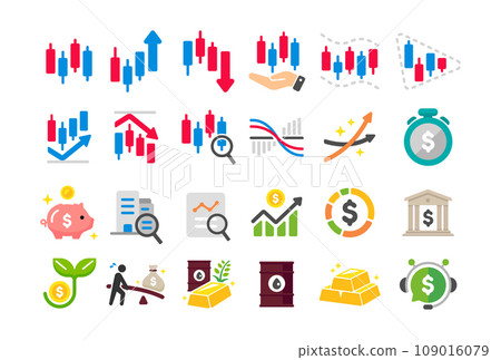 股票投資/資產管理向量圖示插圖集（顏色） 109016079