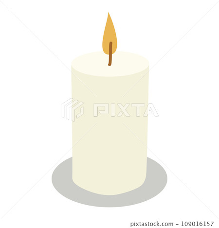 Christmas or Thanksgiving candle on candlestick in Flat design isolated on white. Burning Scented Decoration, Vector Cozy illustration. Cute element for Holiday Design, Halloween Celebration template Christmas or Thanksgiving candle on candlestick in Flat design isolated on white. Burning Scented Decoration, Vector Cozy illustration. Cute element for Holiday Design, Halloween Celebration template 109016157