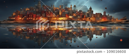 Modern Futuristic Sci-Fi Purple Blue Neon Lights On Abstract Construction. 109016608