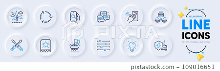 Filter, Screwdriverl and Car charging line icons for web app. Pack of Loyalty ticket, Bid offer, Dont touch pictogram icons. Light bulb, Shield, Ship signs. Recycling, Windmill, Search app. Vector 109016651