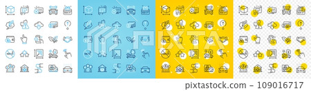 Vector icons set of Leaves, Warning and Loyalty card line icons pack for web with No smoking, Currency rate, Car outline icon. Buying accessory, Ranking stars, Reject access pictogram. Vector Vector icons set of Leaves, Warning and Loyalty card line icons pack for web with No smoking, Currency rate, Car outline icon. Buying accessory, Ranking stars, Reject access pictogram. Vector 109016717