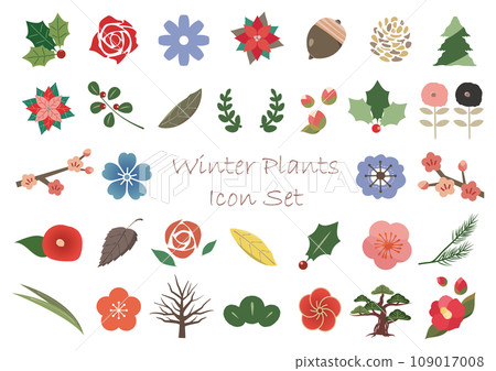 winter plant icon set winter plant icon set 109017008