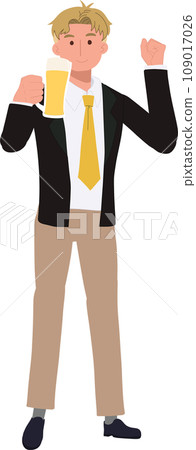 Smiling businessmanan with Beer Glass. Happy Man Enjoying a Cold Beer 109017026