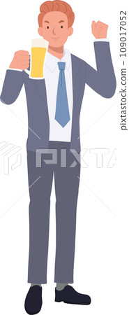 Smiling businessmanan with Beer Glass. Happy Man Enjoying a Cold Beer 109017052