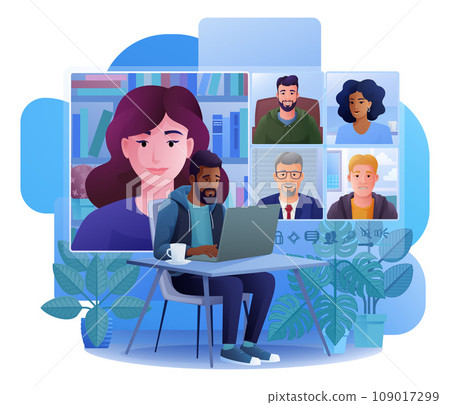 Man Video Conferencing Call Online Team Meeting 109017299