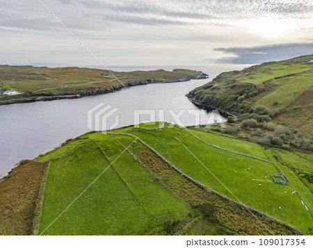 Aerial view of historic Ringfort by Kilcar in County Donegal - Ireland 109017354