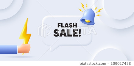 Flash Sale tag. Neumorphic background with chat speech bubble. Special offer price sign. Advertising Discounts symbol. Flash sale speech message. Banner with energy. Vector Flash Sale tag. Neumorphic background with chat speech bubble. Special offer price sign. Advertising Discounts symbol. Flash sale speech message. Banner with energy. Vector 109017458