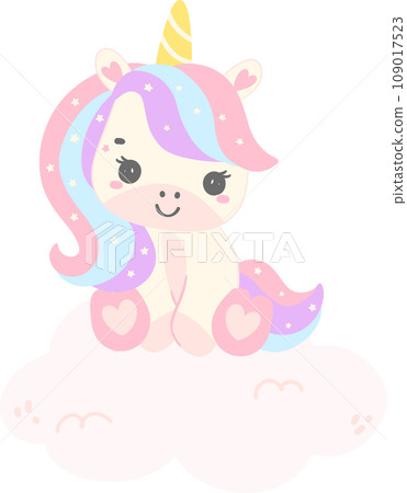 Cute Baby Unicorn with wing cartoon illustration Cute Baby Unicorn with wing cartoon illustration 109017523