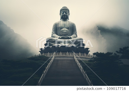 Big buddha statue on top hill 109017716