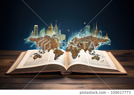Illustration of a world where dictionaries transcend mere word definitions, becoming interactive tools that enhance language learning and understanding 109017773