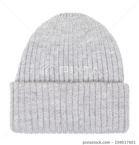 Heather grey knit cup isolated on white 109017801