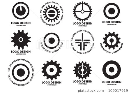 Modern gear and circle logo in minimalist style Modern gear and circle logo in minimalist style 109017919