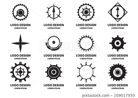 Modern gear and circle logo in minimalist style 109017950