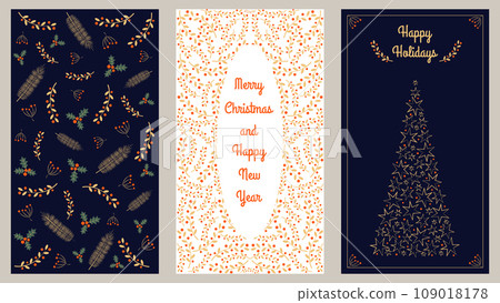 Corporate holiday cards with congratulations and wishes. Universal template. Christmas and New Year. Vector illustration. Corporate holiday cards with congratulations and wishes. Universal template. Christmas and New Year. Vector illustration. 109018178