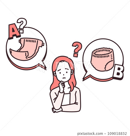 illustration of a woman struggling between two things - Diapers 109018832