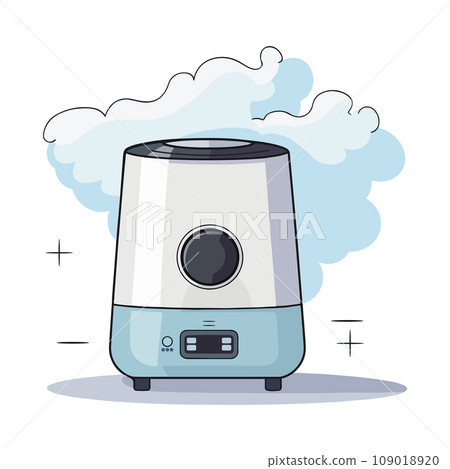 Cartoon humidifier for room, home, flat, office. Equipment, domestic, air purifier, vaporizer. Vector illustration for any design. 109018920