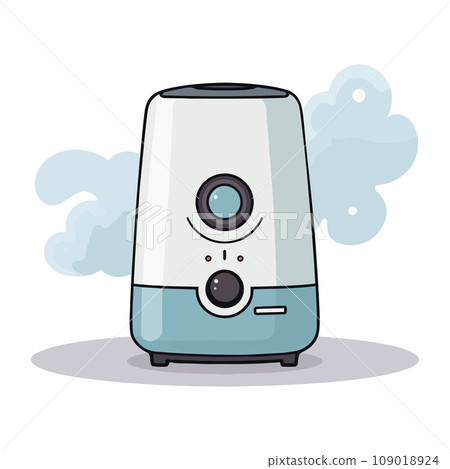 Cartoon humidifier for room, home, flat, office. Equipment, domestic, air purifier, vaporizer. Vector illustration for any design. Cartoon humidifier for room, home, flat, office. Equipment, domestic, air purifier, vaporizer. Vector illustration for any design. 109018924