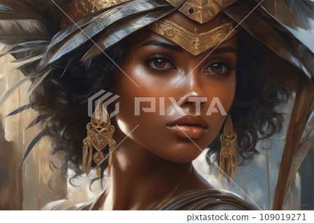 High fantasy character: epic portrait of a beautiful Amazon woman. High fantasy character: epic portrait of a beautiful Amazon woman. 109019271