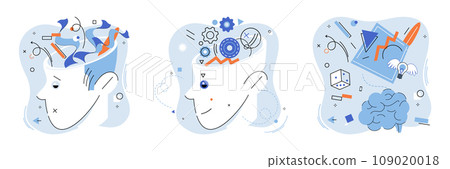 Abstract thinking. Vector illustration. The abstract thinking concept encourages us to question assumptions and explore alternative perspectives Conceptual understanding forms basis for abstract 109020018