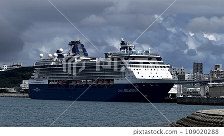A luxury cruise ship anchored at Naha Cruise Terminal 109020288