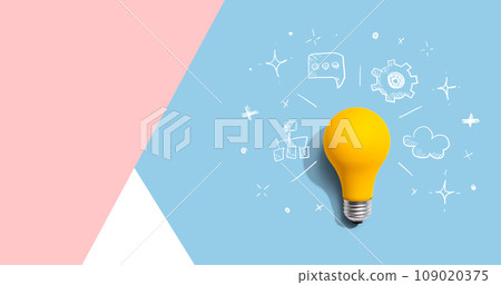 Brainstorming concept with a light bulb Brainstorming concept with a light bulb 109020375