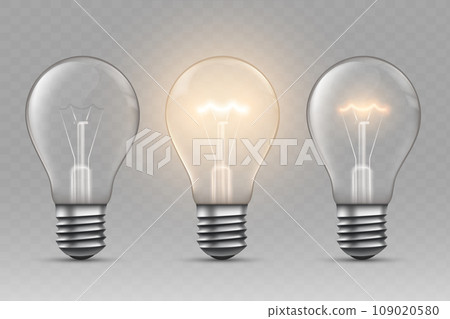 Electric incandescent light bulbs mockups. Vector collection 109020580