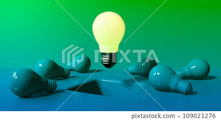 One out unique idea light bulb with a hole on the floor - 3D One out unique idea light bulb with a hole on the floor - 3D 109021276