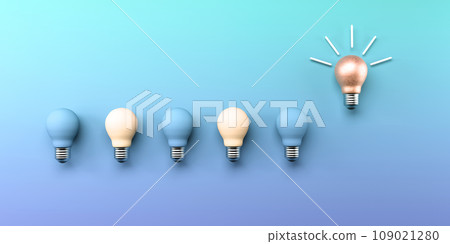 One out unique idea light bulb - 3D One out unique idea light bulb - 3D 109021280