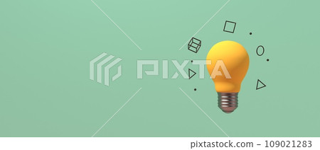 Light bulb with flying geometric shapes - 3D Light bulb with flying geometric shapes - 3D 109021283