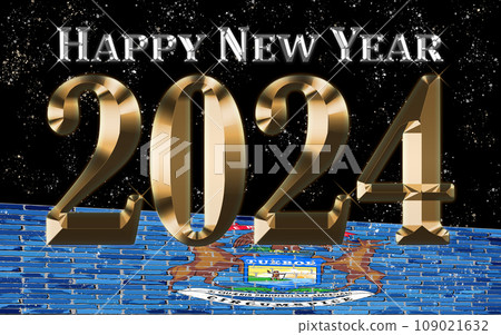 Happy New Year 2024 with Michigan flag Happy New Year 2024 with Michigan flag 109021632