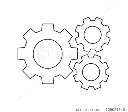 Gears wheel continuous line vector illustration. Round wheel metal symbol company template for business teamwork concept. 109021640