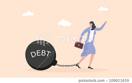 Business debt problem. The need to pay off debts, loans or mortgages. Solution to solve financial problem. Financial crisis or debt. Bankruptcy. No money to pay the loan. 109021659