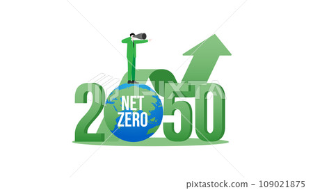 A vision man and graph up the world in the year 2050. A nationally determined contribution, Net Zero emissions 109021875