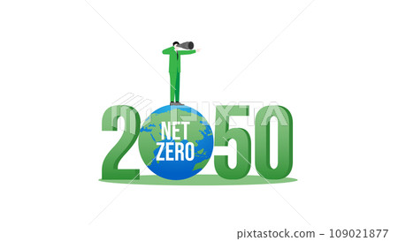 Vision businessman and the world in the year 2050. A nationally determined contribution, Net Zero emissions 109021877