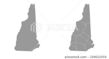 New Hampshire state gray maps. Vector illustration. New Hampshire state gray maps. Vector illustration. 109022059