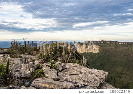 View from the top of the hill of the father inacio, morro do pai inacio, Chapada Diamantina, Bahia, Brazil 109022349