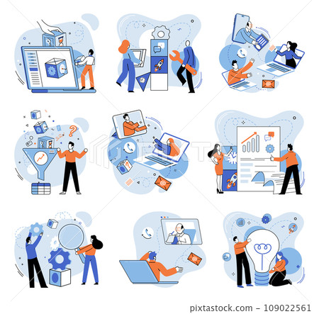 Business team vector illustration. Investment in effective communication tools facilitated seamless collaboration The business team actively engaged with community, fostering strong relationships Business team vector illustration. Investment in effective communication tools facilitated seamless collaboration The business team actively engaged with community, fostering strong relationships 109022561