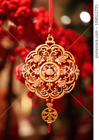 a red and gold Chinese New Year decoration a red and gold Chinese New Year decoration 109022735