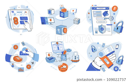 Crypto currency vector illustration. The intersection business, finance, and technology has given rise to innovative crypto currency solutions Digital banking platforms are integrating crypto Crypto currency vector illustration. The intersection business, finance, and technology has given rise to innovative crypto currency solutions Digital banking platforms are integrating crypto 109022737