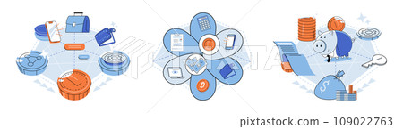 Defi vector illustration. DeFi introduces new financial opportunities and disrupts traditional banking models Peer to peer transactions in DeFi eliminate need for intermediaries and reduce costs Defi vector illustration. DeFi introduces new financial opportunities and disrupts traditional banking models Peer to peer transactions in DeFi eliminate need for intermediaries and reduce costs 109022763